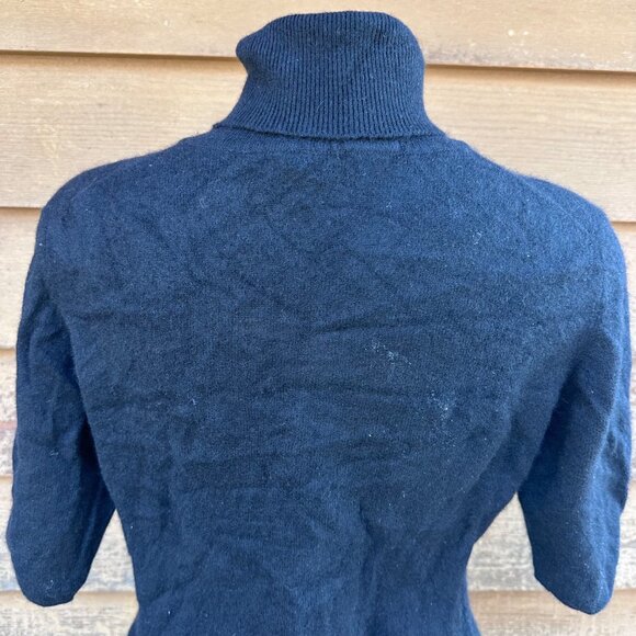 Talora Womens Black 100% Cashmere Turtleneck Sweater 3/4 Sleeves Medium Made In - Picture 8 of 9